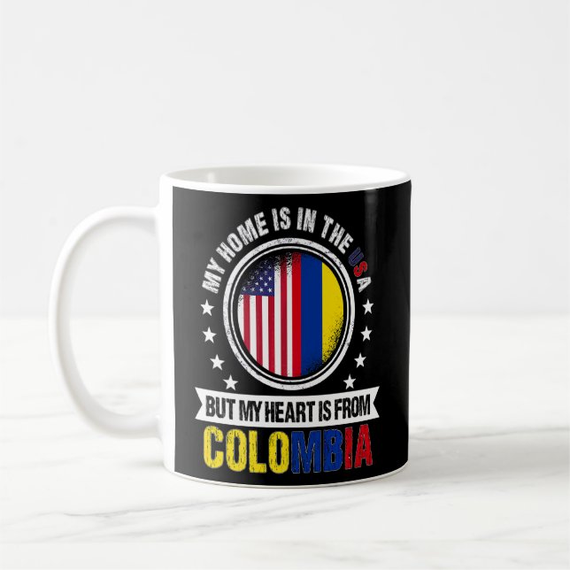 Caneca De Café American Colombian Flag Heart Da Colômbia American (Esquerda)