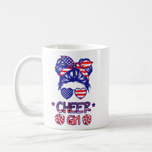 Caneca De Café American Flag Cheer Girl 4 de julho EUA Patriotic 