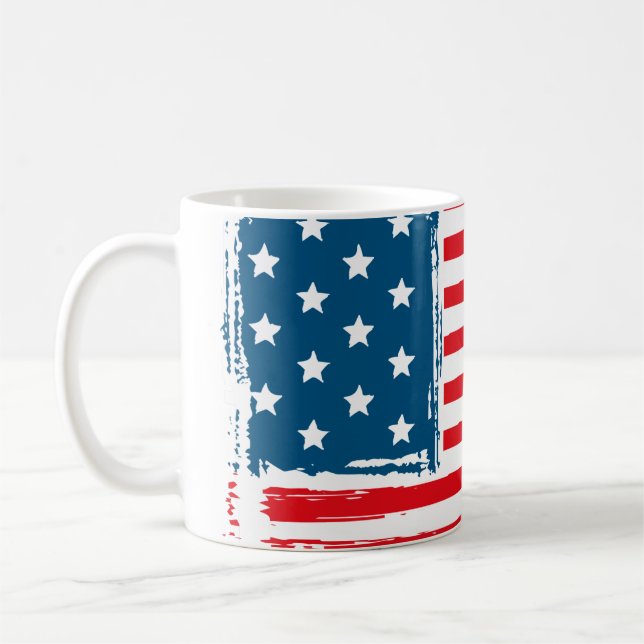Caneca De Café American Flag Grunge Vintage Tshirt (Esquerda)