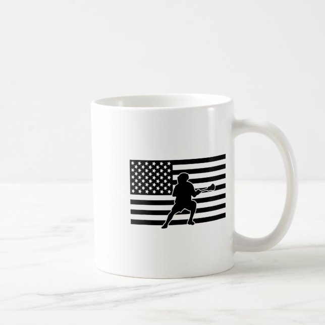 Caneca De Café American Flag Lacrosse Roupa - Lacrosse (Direita)