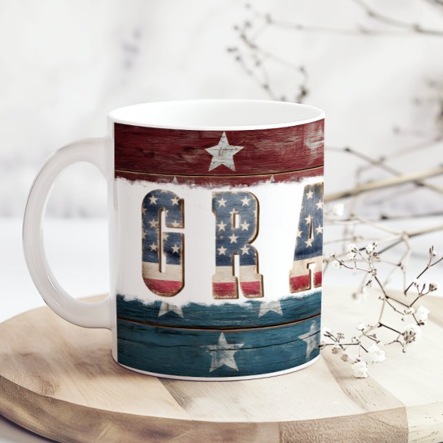 Caneca De Café American Flag Red White Blue Grandpa Coffee Mug (Criador carregado)