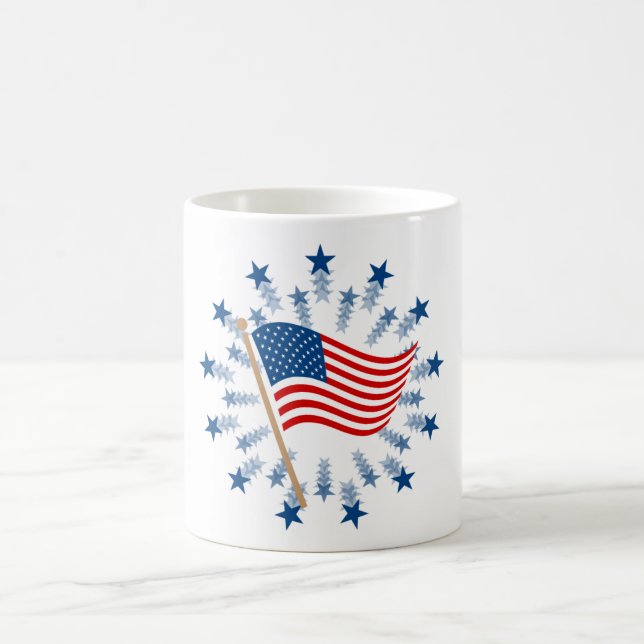 Caneca De Café American Flag Starburst Fireworks 4 de julho (Centro)
