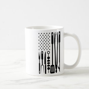 Caneca De Café American Flag Utensil Churrasco Griller Pitmaster