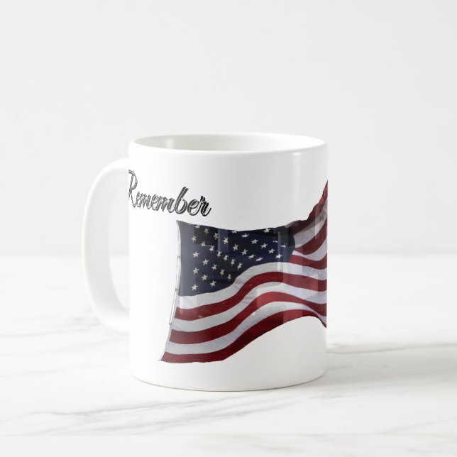 Caneca De Café American Flag w/ Crosses - Remember (Frente Esquerda)
