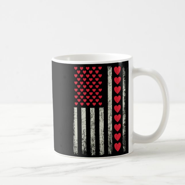 Caneca De Café American Flag With Hearts Valentine S Day  (Direita)