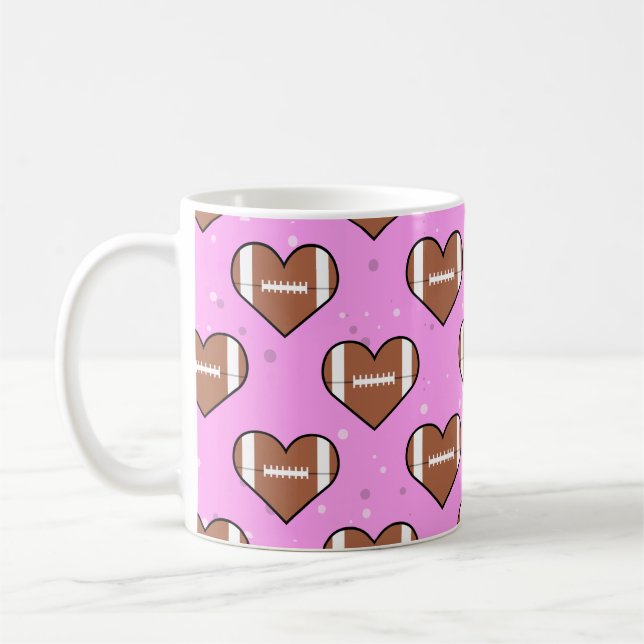 Caneca De Café American Football Ball Texture In Heart Shape  (Esquerda)