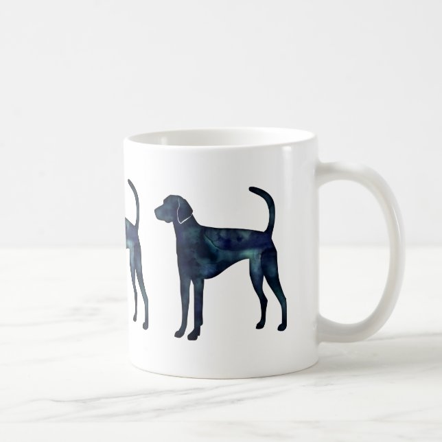 Caneca De Café American Foxhound Dog Black Watercolor (Direita)