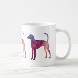 Caneca De Café American Foxhound Geo Pattern Silhouette Pink