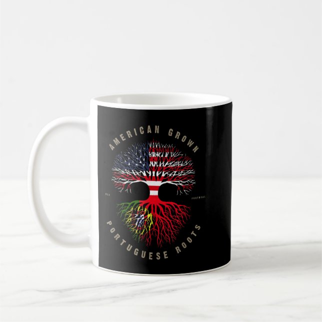 Caneca De Café American Grown Portuguese Roots Portugal Flag (Esquerda)