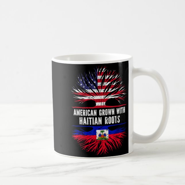 Caneca De Café American Grown With Haitian Roots Usa Flag Haiti  (Direita)