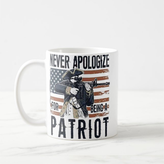 Caneca De Café American Patriot "Never Apologize" Minutemen  (Esquerda)