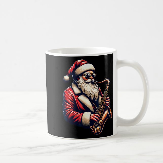 Caneca De Café American Santa Playing Saxophone Xmas Jazz Christm (Direita)
