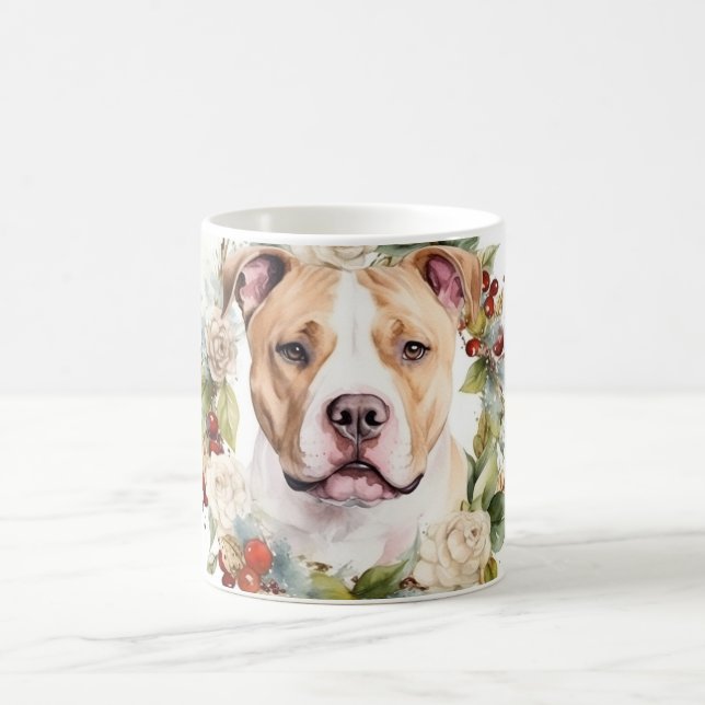 Caneca De Café American Staffordshire Christmas Wreath Festivo (Centro)