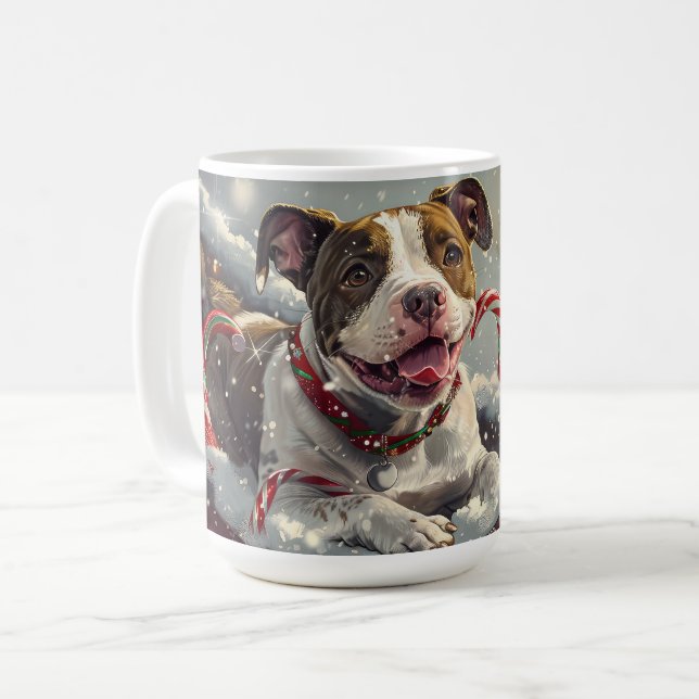 Caneca De Café American Staffordshire Dog Natal Festivo (Frente Esquerda)