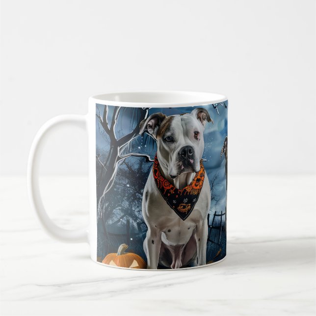 Caneca De Café American Staffordshire Halloween Spooky (Esquerda)