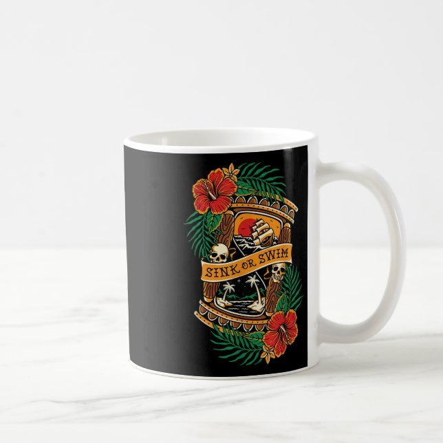Caneca De Café American Traditional Tattoo Old School Flash Skull (Direita)
