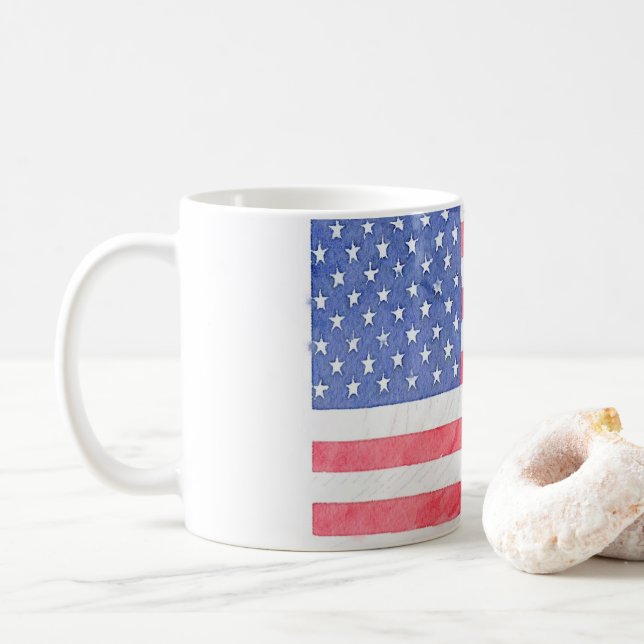 Caneca De Café American USA Flag Cerâmica Coffee Tea Mug (Com Donut)