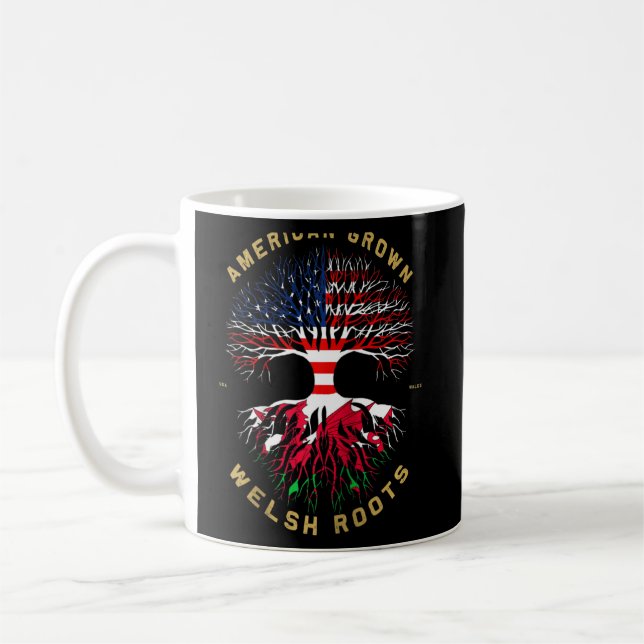Caneca De Café Americano Cultivado Com Galês Raízes Árvore Usa Fl (Esquerda)