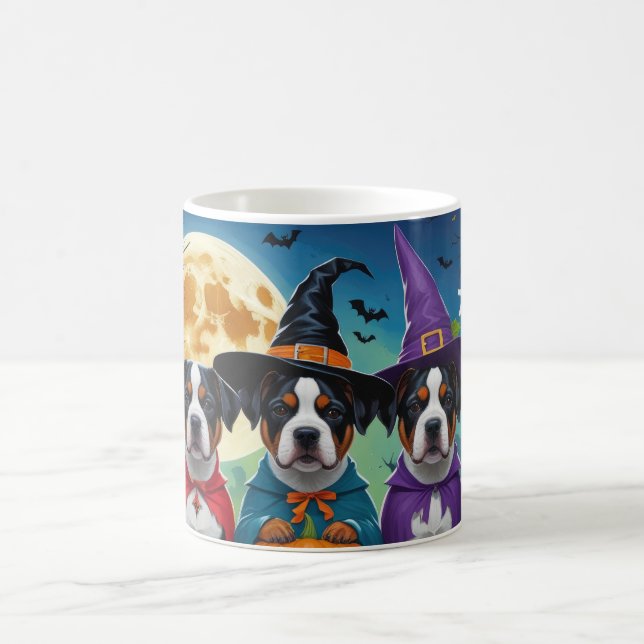 Caneca De Café Americano Staffordshire Dog Pumpkin Halloween Engr (Centro)