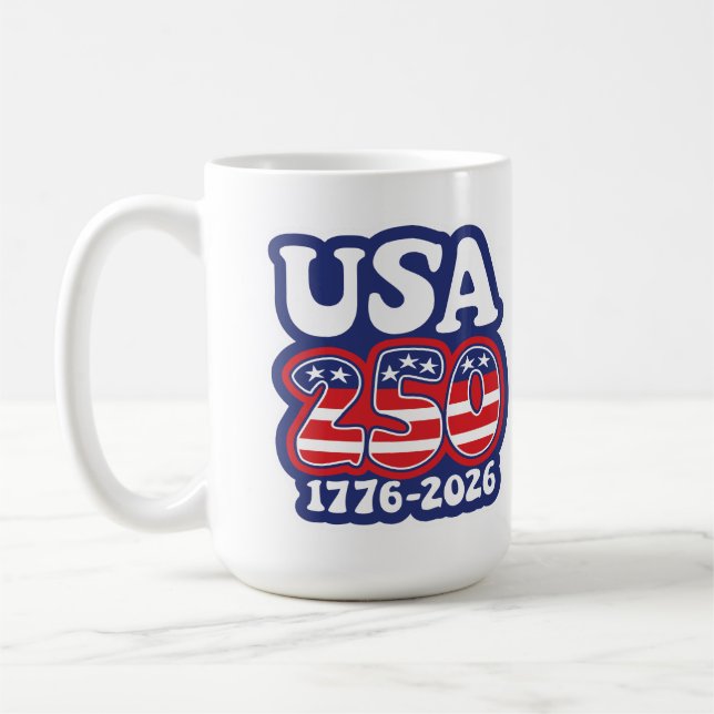 Caneca De Café America's 250th Birthday - Groovy USA 250 (Esquerda)