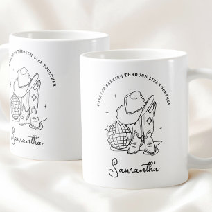 Caneca De Café Amiga Moderna de Cowgirl de Disco Ocidental em Pre