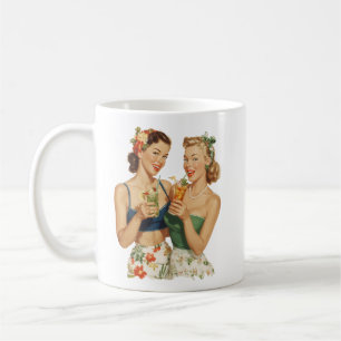 Caneca De Café Amigas de Coquetel de Verão Pin-Up Vintage
