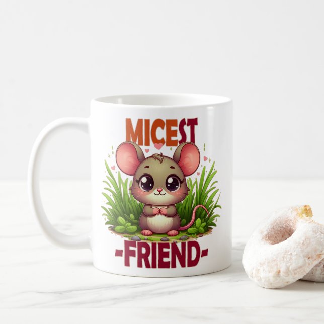 Caneca De Café Amigo mais querido piada engraçada Bebê fofo Rato  (Com Donut)