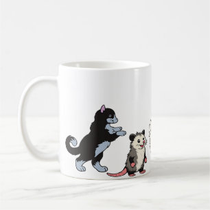 Caneca De Café Amigos Animais Fofos— Guaxinim, Gato, Ganso, Gambá