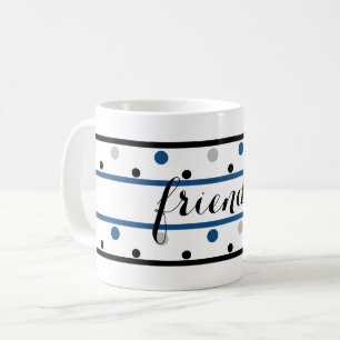 Caneca De Café Amigos Azure Blue Silver Bolinhas Negras