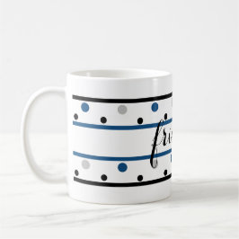 Caneca De Café Amigos Azure Blue Silver Bolinhas Negras