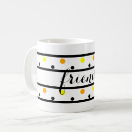 Caneca De Café Amigos Bolinhas Amarelas Laranja