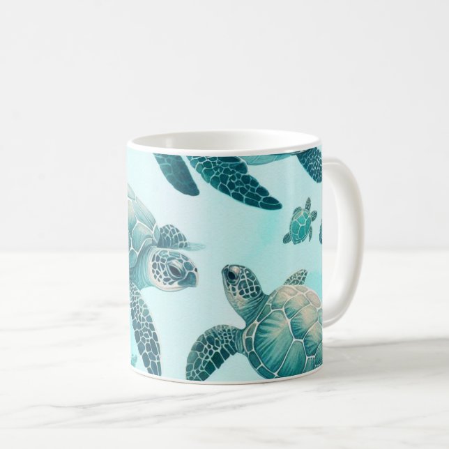 Caneca De Café Amigos das Tartarugas Marinhas (Frente Esquerda)