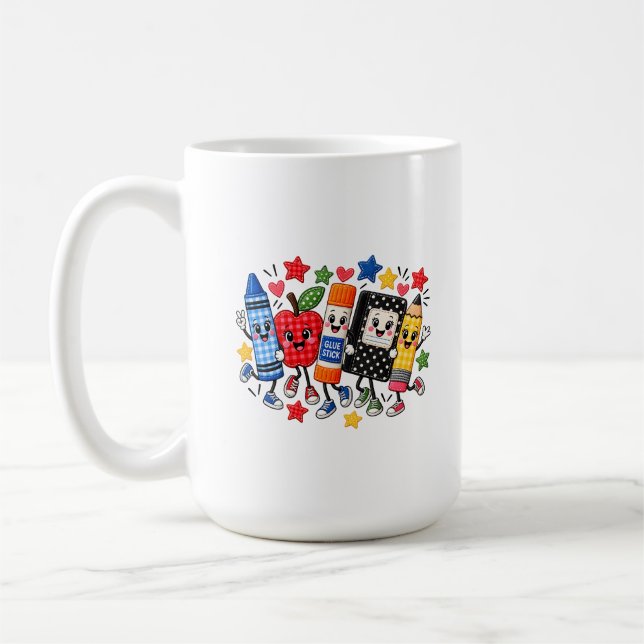 Caneca De Café Amigos de Material Escolar Bordado Cartoon (Esquerda)