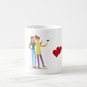 Caneca De Café Amigos Emerson Cita BFF Corações Meninas Foto Fo