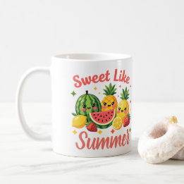Caneca de Café Amigos Frutas Fofas Como Verão