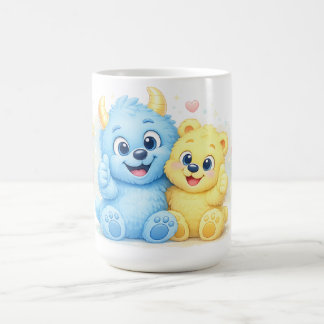 Caneca De Café Amigos Monstros Adoráveis Duo de Manhã Aconchegant