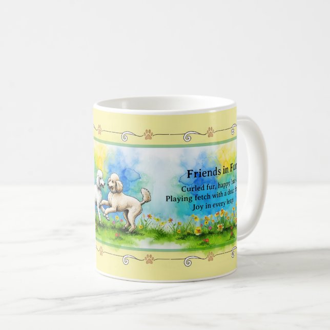 Caneca De Café Amigos na Pele Haiku Poodle Mug (Frente Esquerda)