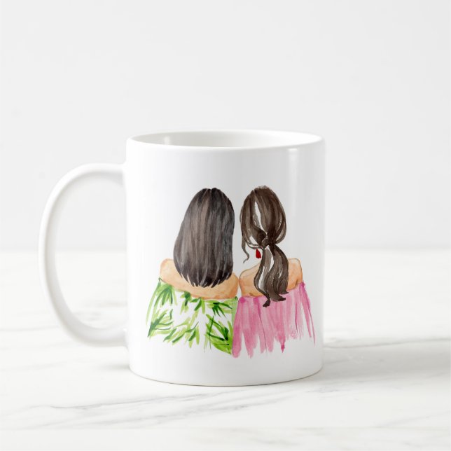 Caneca De Café Amigos para sempre presentes Cabelos pretos e Brun (Esquerda)