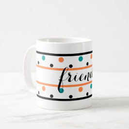 Caneca De Café Amigos Queimados Bolinhas Verdes de Teal Laranja