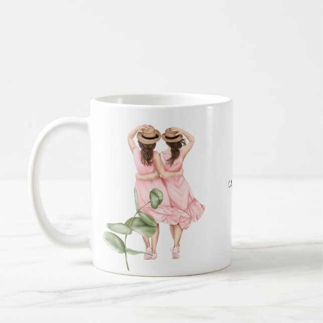 Caneca De Café Amigos Sempre Meninas Florais Nome da Ilustração (Esquerda)
