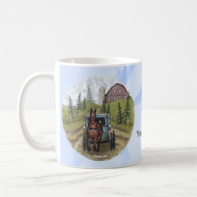 Caneca De Café Amish Buggy Town Day (Esquerda)