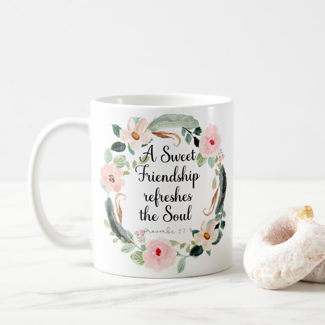 Caneca De Café Amizade doce refresca a alma (Com Donut)