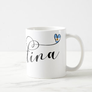Caneca De Café Amo Argentina, Bandeira Argentina Heart