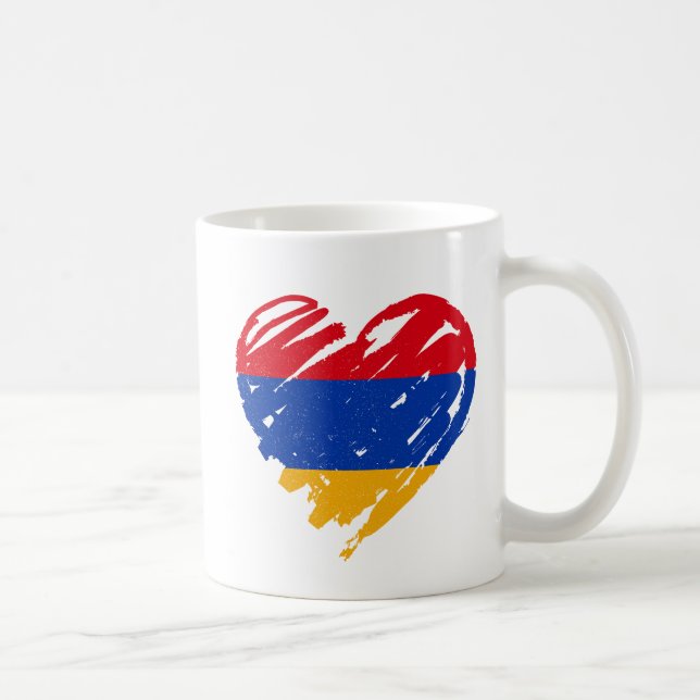 Caneca De Café Amo Armênia - Bandeira armênia Heart (Direita)