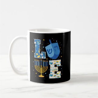 Caneca De Café Amo as Decorações de Chanucá Bonito Dreidel Menora