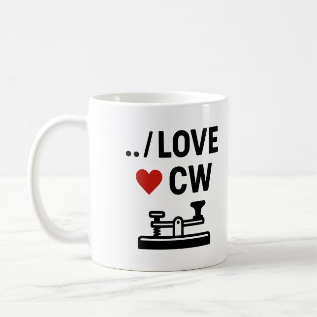 Caneca De Café Amo CW - Paixão Rádio Morse Code Ham (Esquerda)