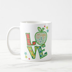 Caneca De Café Amo Escola Maçã, De volta à Escola