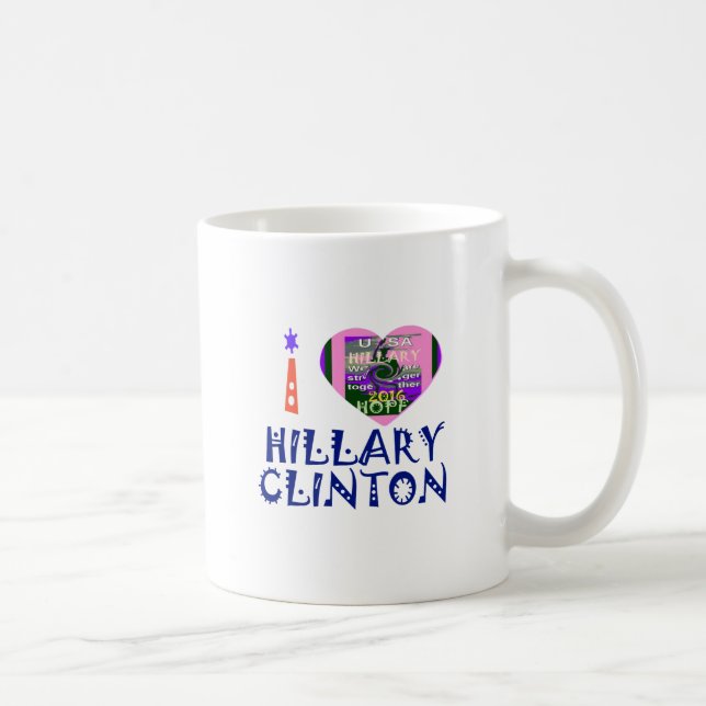 Caneca De Café Amo Hillary Clinton para o presidente americano He (Direita)