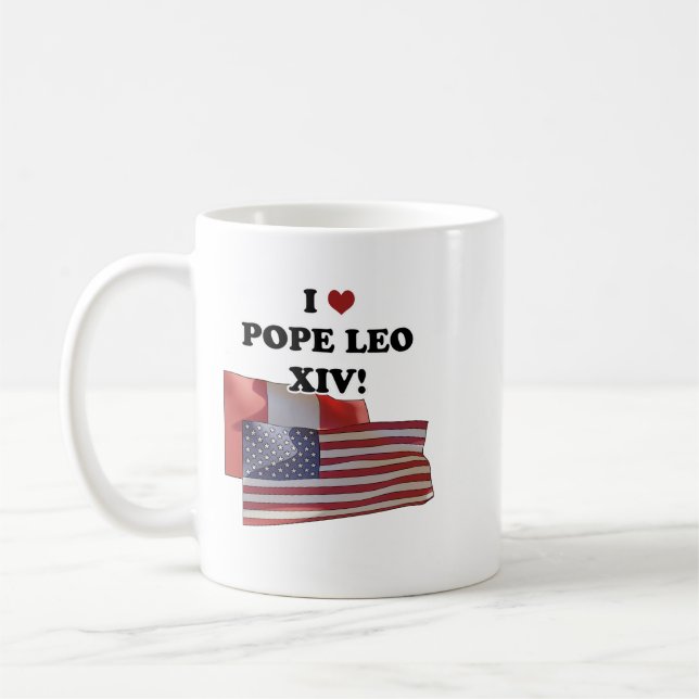 Caneca De Café Amo o Papa Leão XIV Versão II (Esquerda)