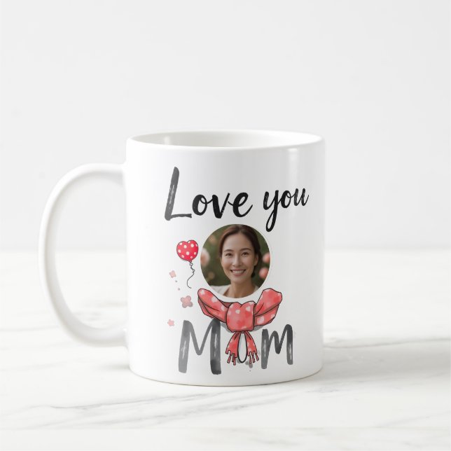 Caneca De Café Amo sua mãe com fotos personalizadas (Esquerda)
